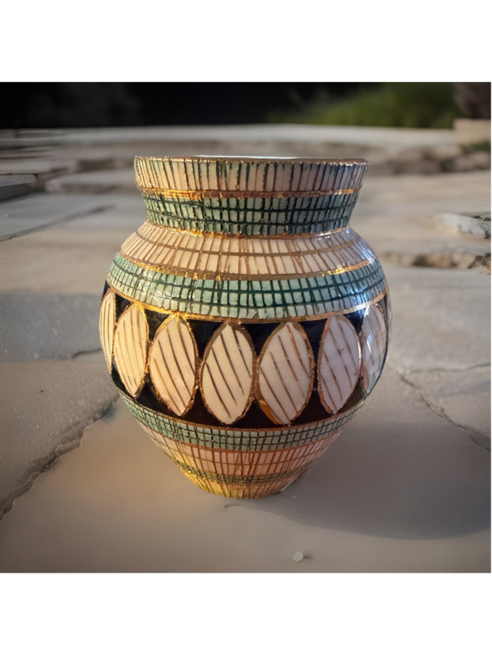 Vintage Formenton Italian Striped Numbered vase 60s / 4” Height, 3.25” Width - Picture 2 of 8